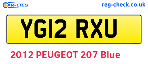 YG12RXU are the vehicle registration plates.