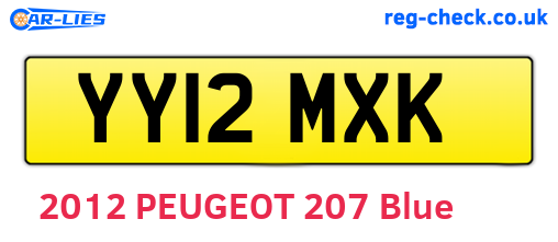 YY12MXK are the vehicle registration plates.