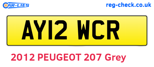 AY12WCR are the vehicle registration plates.