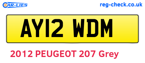 AY12WDM are the vehicle registration plates.