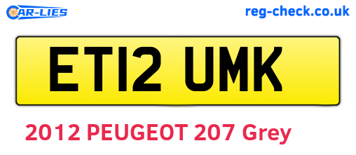 ET12UMK are the vehicle registration plates.