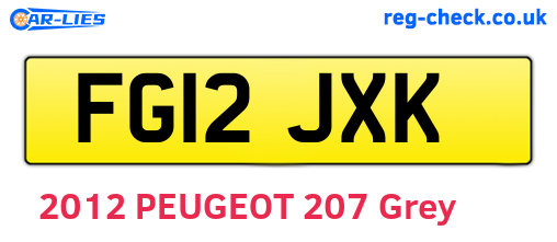 FG12JXK are the vehicle registration plates.