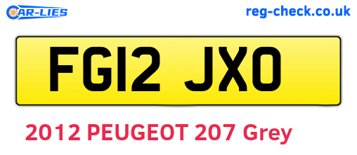 FG12JXO are the vehicle registration plates.