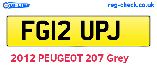 FG12UPJ are the vehicle registration plates.