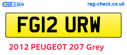 FG12URW are the vehicle registration plates.
