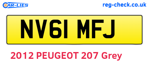 NV61MFJ are the vehicle registration plates.