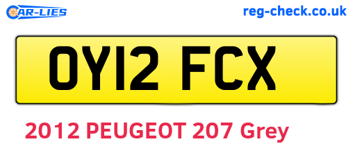 OY12FCX are the vehicle registration plates.