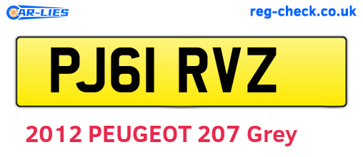 PJ61RVZ are the vehicle registration plates.