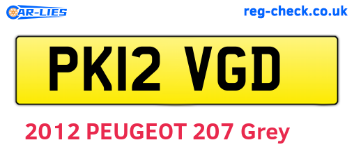 PK12VGD are the vehicle registration plates.