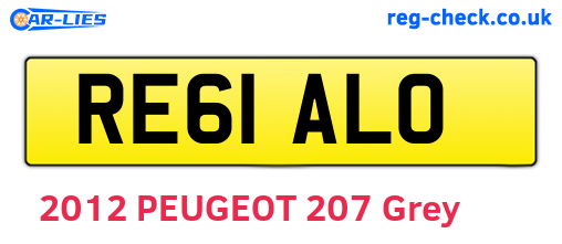 RE61ALO are the vehicle registration plates.