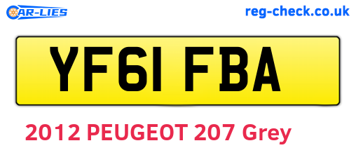YF61FBA are the vehicle registration plates.