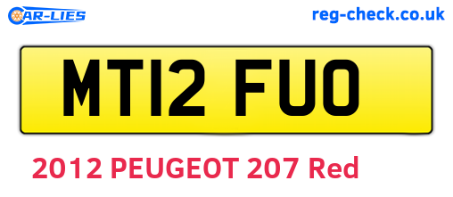 MT12FUO are the vehicle registration plates.