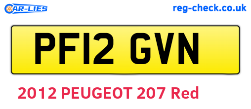 PF12GVN are the vehicle registration plates.