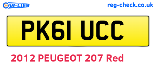 PK61UCC are the vehicle registration plates.