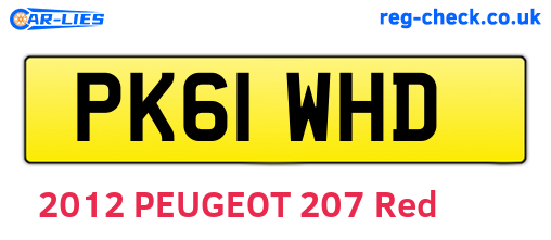 PK61WHD are the vehicle registration plates.