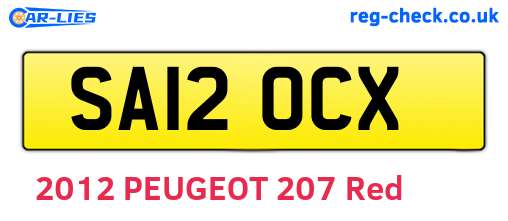 SA12OCX are the vehicle registration plates.