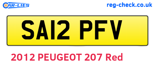 SA12PFV are the vehicle registration plates.
