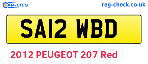 SA12WBD are the vehicle registration plates.