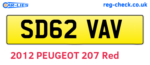 SD62VAV are the vehicle registration plates.