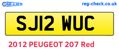 SJ12WUC are the vehicle registration plates.