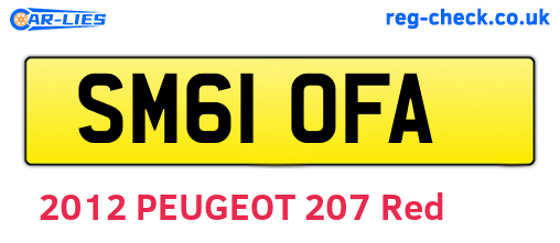 SM61OFA are the vehicle registration plates.