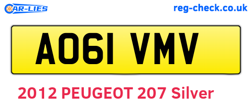 AO61VMV are the vehicle registration plates.