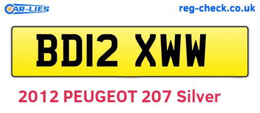BD12XWW are the vehicle registration plates.