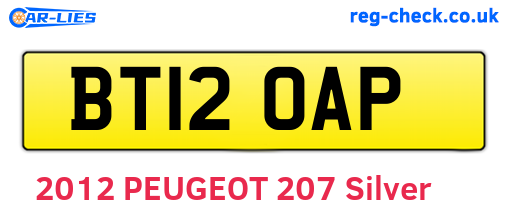 BT12OAP are the vehicle registration plates.