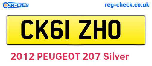CK61ZHO are the vehicle registration plates.