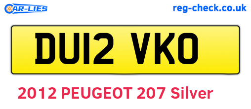 DU12VKO are the vehicle registration plates.