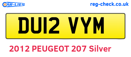 DU12VYM are the vehicle registration plates.