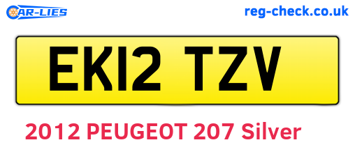 EK12TZV are the vehicle registration plates.