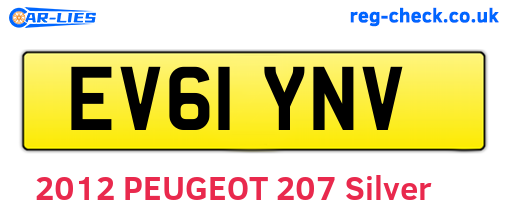EV61YNV are the vehicle registration plates.