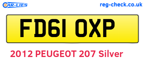 FD61OXP are the vehicle registration plates.
