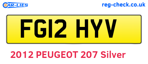 FG12HYV are the vehicle registration plates.