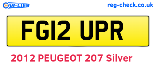 FG12UPR are the vehicle registration plates.