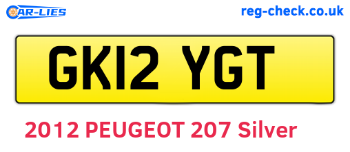 GK12YGT are the vehicle registration plates.