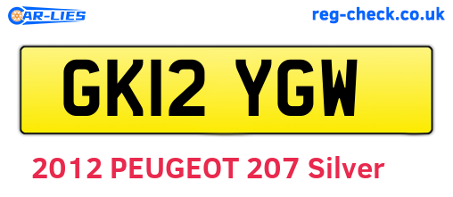 GK12YGW are the vehicle registration plates.