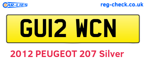 GU12WCN are the vehicle registration plates.
