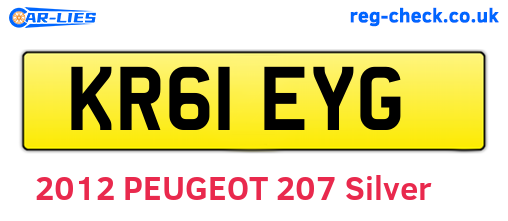 KR61EYG are the vehicle registration plates.