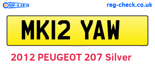 MK12YAW are the vehicle registration plates.