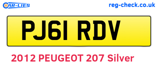 PJ61RDV are the vehicle registration plates.