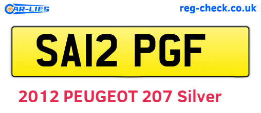 SA12PGF are the vehicle registration plates.