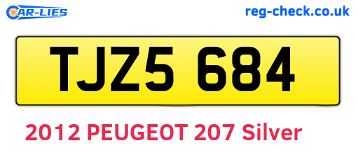 TJZ5684 are the vehicle registration plates.