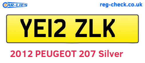 YE12ZLK are the vehicle registration plates.