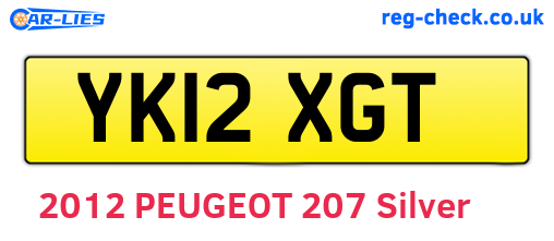 YK12XGT are the vehicle registration plates.