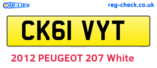 CK61VYT are the vehicle registration plates.