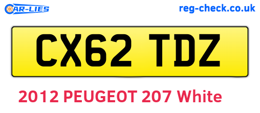 CX62TDZ are the vehicle registration plates.