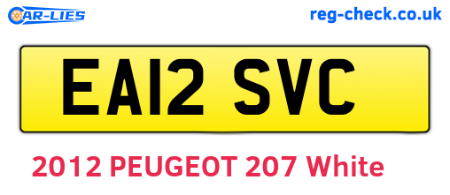 EA12SVC are the vehicle registration plates.
