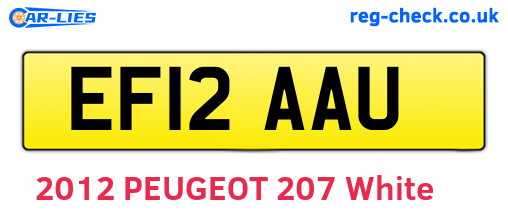 EF12AAU are the vehicle registration plates.